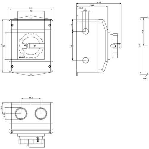 3LD21653VB51 Siemens Lasttrennschalter 3LD, Hauptschalter, 6 polig, Iu: 25 A,  Produktbild Additional View 2 L