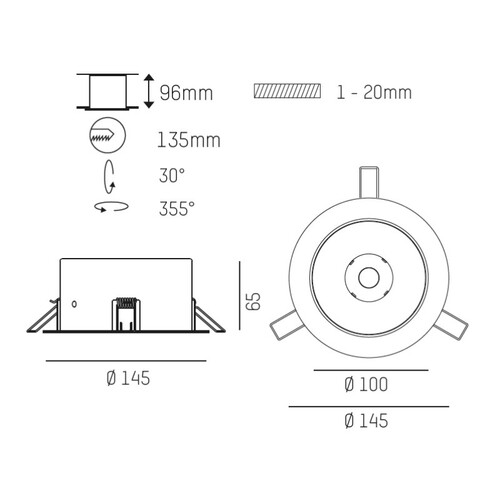 668-00301022355 Molto Luce VIBO R EINBAUSTRAHLER weiß matt LED 6W Produktbild Additional View 1 L