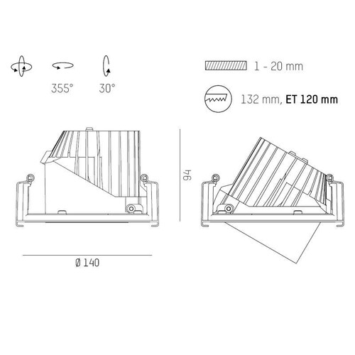 695-511091349660 Molto Luce MOVA M EB- Strahler 24° 29/35W 3380/3800lm 3000K sw Produktbild Additional View 1 L