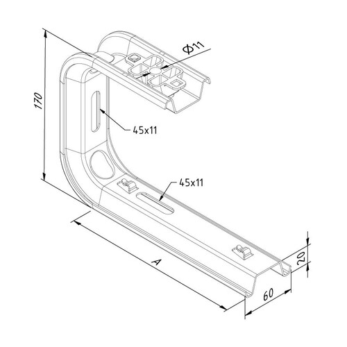 17009 Trayco MTCBO170100UG C-Bügel Gitterrinne klipsbar H=170mm, L=100mm Produktbild Front View L