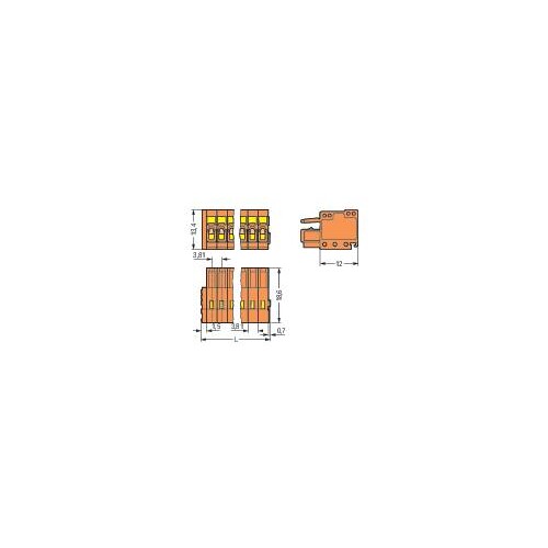 734-205 Wago 1 Leiter Federleiste 1,5 mm² Rastermaß 3,81 mm 5 polig orange Produktbild Additional View 1 L