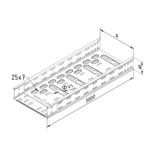 17121 Trayco CTLI60 200 3UG Kabelrinne integr. Verb.leicht H=60mm, B=200mm, l= Produktbild Additional View 2 L