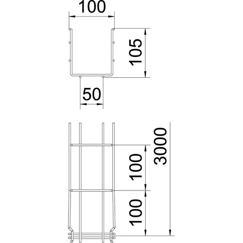 6002451 Obo GRM 105 100 A2 Gitterrinne GRM 105x100x3000 Edelstahl, rostfrei bl Produktbild Additional View 1 L