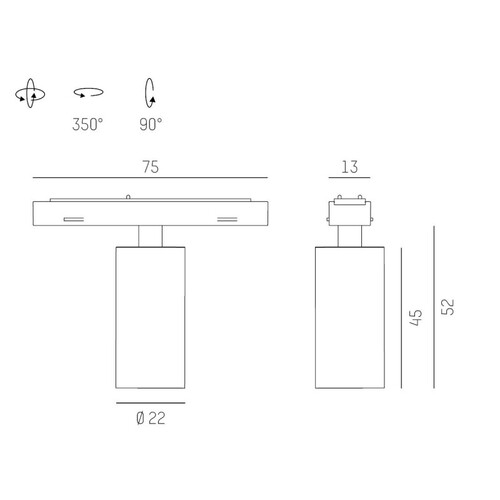 708-002010424060 Molto Luce MAGNETICS SPOT S SCHIENENSTRAHLER MIT schwarz LED Produktbild Additional View 1 L