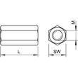 6410162 Obo CSTR M10 A2 Verbindungsmuffe für Gewindestange M10x30mm Edelstahl, r Produktbild Additional View 1 S