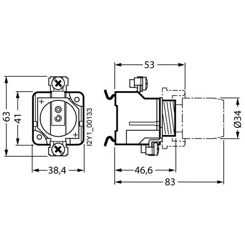 5SF1005 Siemens DIAZED Sockel DII 25A AC DC 500V Kopfkontakt/Bügelklemme. Produktbild Additional View 2 L