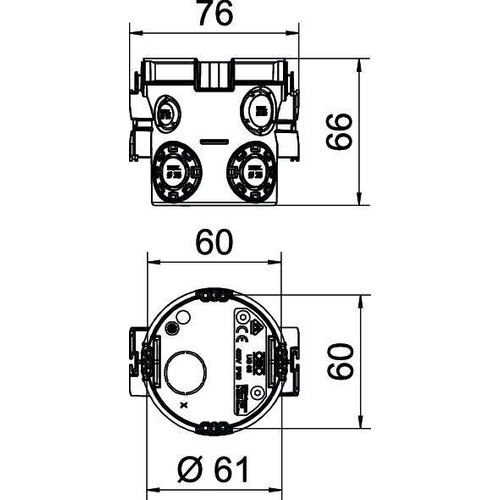 2003702 Obo UG 66 UP Geräte Verbindungsdose Ø60mm, H66mm Polypropyl Produktbild Additional View 1 L