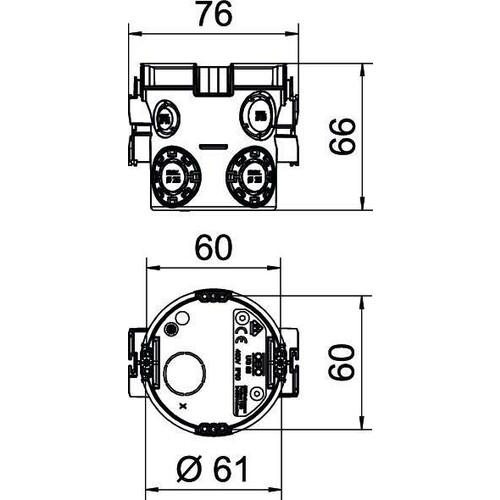 2003703 Obo UG 66 GS UP Geräte Verbindungsdose mit Geräteschrauben Ø60 Produktbild Additional View 1 L