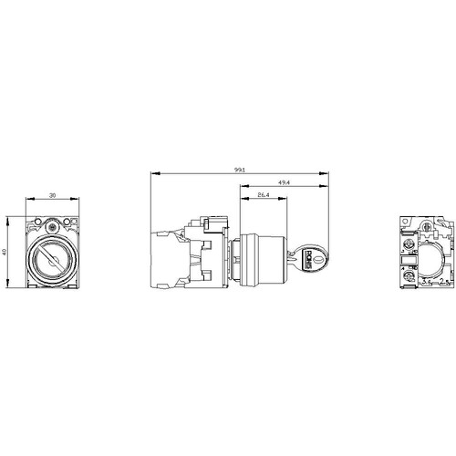 3SU1150-4BF11-1BA0 Siemens Schlüsselschalter RONIS, 22mm, rund, Me Produktbild Additional View 2 L