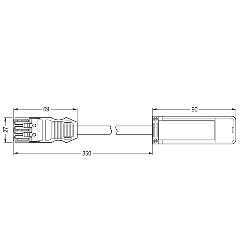 896-234 Wago Abgriffmodul, 3 x 2,5 mm², 3 polig, Kod. A, konfektioniert mit Lei Produktbild Additional View 1 L