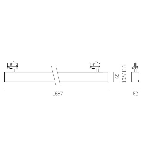 716-040114101960p Molto Luce LOG 50 Track 3-Ph. sw 3000K 2570lm 20W  DALI Produktbild Additional View 1 L