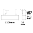 114002 Isoled LED Hängeleuchte Linear Up+Down 1200, 40W, prismatisch, linear  Produktbild Additional View 2 S