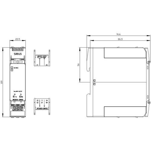 3RQ2000-2BW00 Siemens Koppelrelais im Industriegehäuse, 2W, AC/DC 24 240V, Fe Produktbild Additional View 2 L