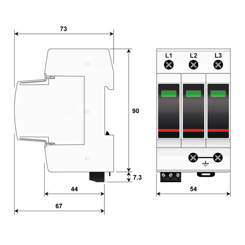 821110223 Citel DAC50S-30-275 TYP 2 Überspannungsableiter 3-Polig Produktbild Additional View 2 L