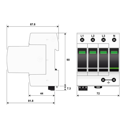 821710244 Citel DAC1-13S-31-275 TYP 1+2 Überspannungsableiter 4-Polig 3+N Produktbild Additional View 2 L