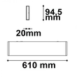 113997 Isoled LED Wandleuchte Linear Up+Down 600 25W, IP40, weiß, warmweiß Produktbild Additional View 2 S