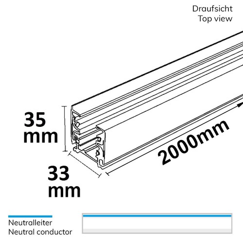 114327 Isoled 3 Phasen S1 Stromschiene, 2m, schwarz Produktbild Additional View 1 L