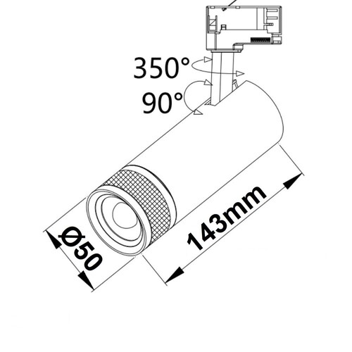 114993 ISOLED 3Phasenstrahler 8W 20°-55° 3000K schwarz Produktbild Additional View 2 L