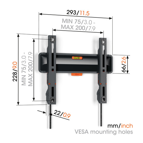 TVM 3205 Vogels TV-Wandhalterung 19-50" fix 200x200 max.30kg schwarz Produktbild Additional View 1 L