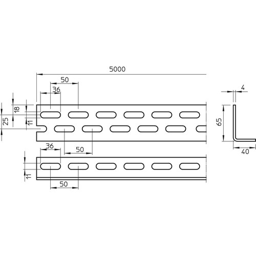 6373062 Obo WP 40 65 5000 A2 Winkelprofil gelocht 40x65x5000 Edelsta Produktbild Additional View 1 L