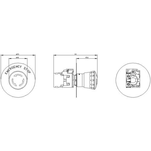3SU1100-1HB20-1CG0 Siemens Not Halt Pilzdrucktaster, 22mm, rund, Kunststoff Produktbild Additional View 2 L