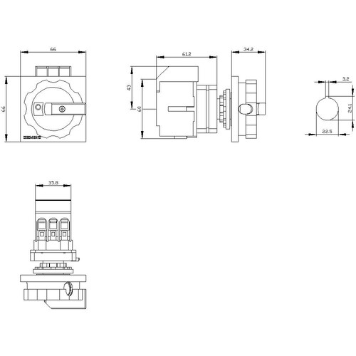 3LD3354-0TK53 Siemens Lasttrennschalter 3LD3, Iu 40 A Hauptschalter 3 polig Bem Produktbild Additional View 1 L