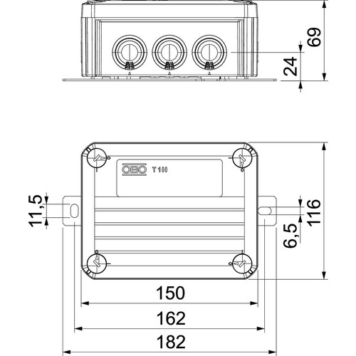 7205740 Obo T100ED 06A Kabelabzweigkasten für Funktionserhalt  Produktbild Additional View 1 L