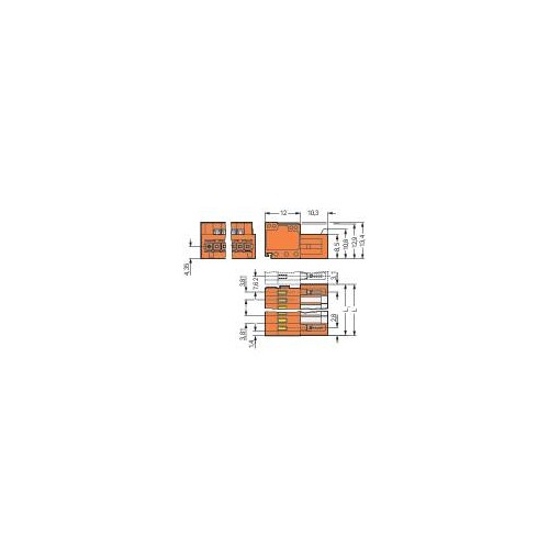 734-335 Wago 1 Leiter Stiftleiste,CAGE CLAMP®,1,5 mm²,orange Produktbild Additional View 1 L