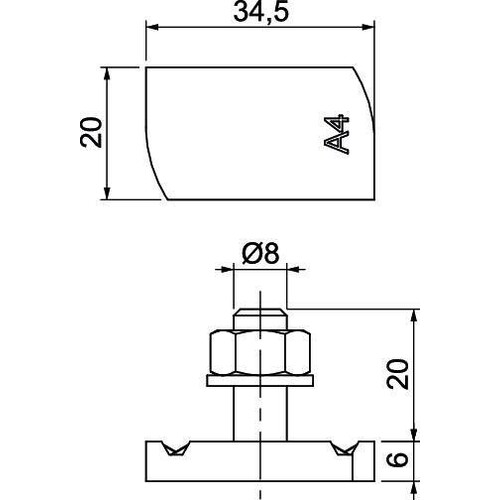 1148350 Obo MS41HB M8x20 ZL Hammerkopfschraube ohne Feder Stahl Zin Produktbild Additional View 2 L