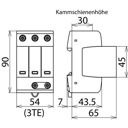 955300 Dehn Überspannungsableiter Typ 2 SPD VT2 3 polig für TN-C-Systeme Produktbild Additional View 3 L