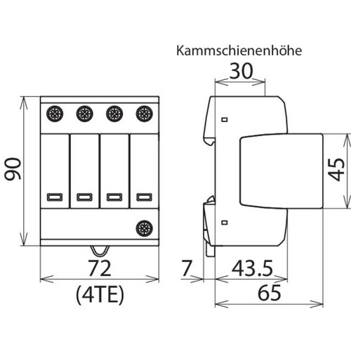 955321 Dehn Überspannungsableiter Typ 2 SPD VT2 4 polig für TT  und TN-S-Systeme Produktbild Additional View 3 L