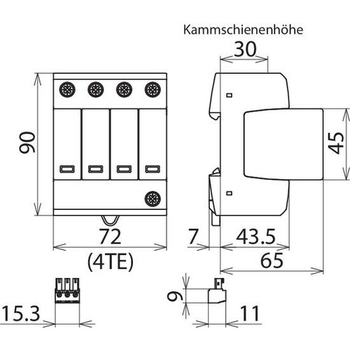 955329 Dehn Überspannungsableiter Typ 2 SPD VT2 4 polig für TT  und TN-S-Systeme Produktbild Additional View 4 L