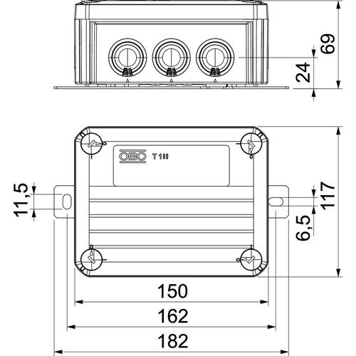 7205758 Obo T100ED 06A2F Kabelabzweigkasten für Funktionserhalt  Produktbild Additional View 1 L