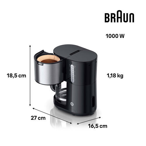 0X13211065 Braun KF1500BK PurShine Filterkaffeemaschine Silber/Schwarz Produktbild Additional View 1 L
