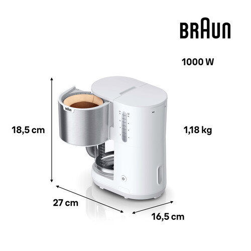 0X13211066 Braun KF1500WH PurShine Filterkaffeemaschine Silber/weiß Produktbild Additional View 1 L