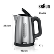 0X21010072 Braun WK1500BK Wasserkocher PurShine 2200W 1,7L Silber/Schwarz Produktbild Additional View 1 S