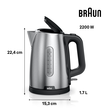 0X21010067 Braun WK1500BK Wasserkocher PurShine 2200W 1,7L Silber/Schwarz Produktbild Additional View 1 S