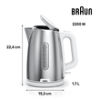 0X21010071 Braun WK1500WH Wasserkocher PurShine 2200W 1,7L Silber/weiß Produktbild Additional View 1 S