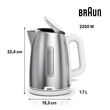 0X21010068 Braun WK1500WH Wasserkocher PurShine 2200W 1,7L Silber/weiß Produktbild Additional View 1 S