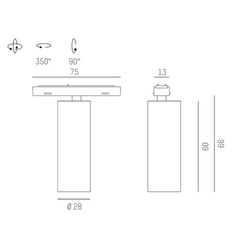 708-002020943060 Molto Luce MAGNETICS SPOT M SCHIENENSTRAHLER MIT schwarz LED Produktbild Additional View 1 L