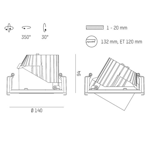 695-510001449550 Molto Luce MOVA M TURN BASIC R EINBAUSTRAHLER weiß weiß LED 12 Produktbild Additional View 1 L