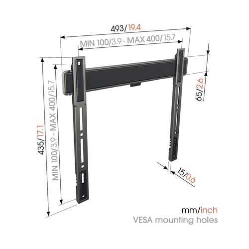 TVM 5405 Vogels Wandhalterung für TV, flach, von 32 bis 77, Vesa max. 400x400 Produktbild Additional View 1 L