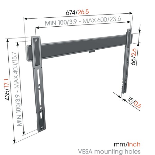 TVM 5605 Vogels Wandhalterung für TV, flach, von 40 bis 100, Vesa max. 600x40 Produktbild Additional View 1 L
