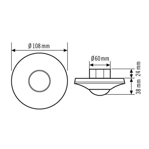 EP10055416 Esylux MD C 360i/8 BK Bewegungsmelder mit 360° Erfassungsbere Produktbild Additional View 1 L