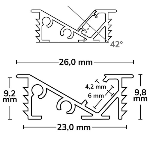 114818 Isoled LED Einbauprofil FURNIT6 D Aluminium schwarz RAL 9005, 200cm Produktbild Additional View 1 L