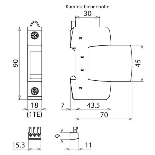 952100 Dehn Überspannungsableiter Typ 2 DEHNguard S Überspannungsableiter Typ 2 Produktbild Additional View 2 L