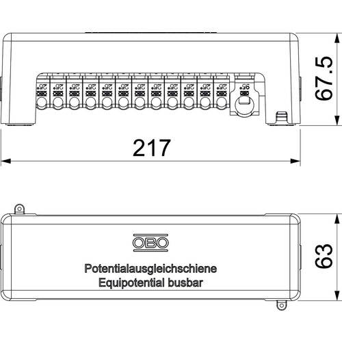 5015683 Obo 1801 12x25 1x95 Potentialausgleichsschiene 217mm Messin Produktbild Additional View 1 L