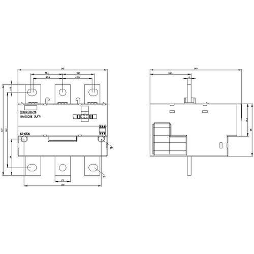 3UF71041BA000 Siemens Stromerfassungsmodul Einstellstrom 63.. Produktbild Additional View 2 L