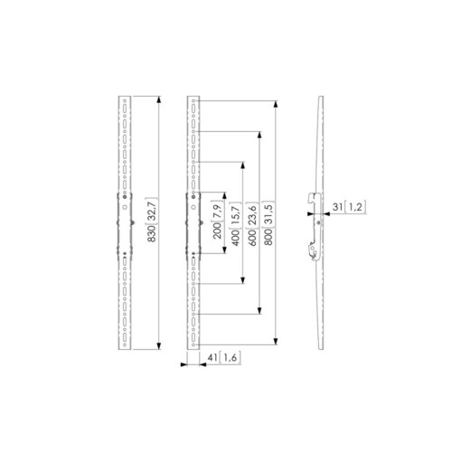PFS3208 Vogels Connect-it, Adapterstrips VESA vertikal 800mm, +/- 3°neigb., sw Produktbild Additional View 1 L