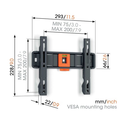 TVM 1205 Vogels TV-Wandhalterung 19-50" fix 200x200 max.30kg schwarz Produktbild Additional View 4 L